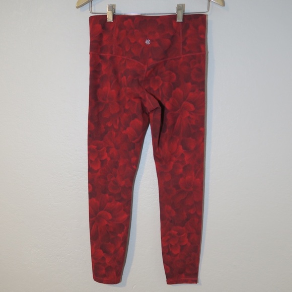 Athleta Elation Textured Tight Print Leggings Chakra Floral Red Yoga Size Medium - Picture 5 of 11